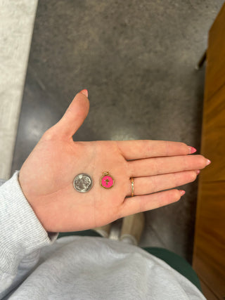 Pink Token With Cross Charm (Gold)
