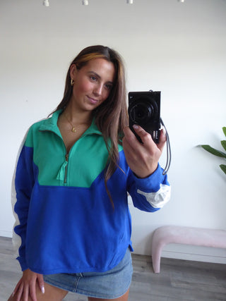 Blue & Green Combo Half Zip