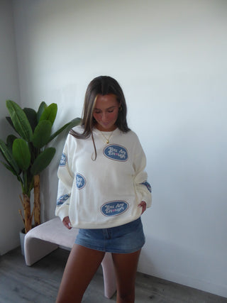 The Mayfair Group “You Are Enough” Waffle Crewneck