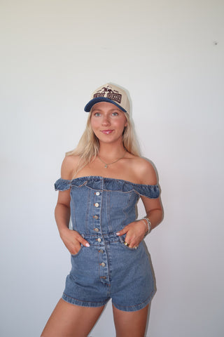 Denim Off The Shoulder Romper