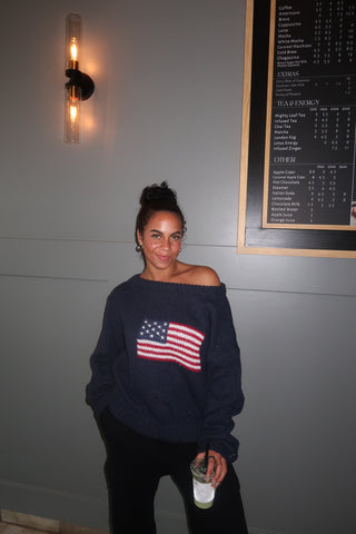 Off The Shoulder Flag Sweater