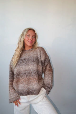 Brown Ombré Oversized Sweater