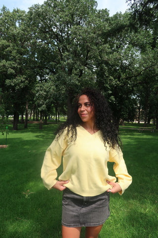 Yellow Soft V-Neck Sweater