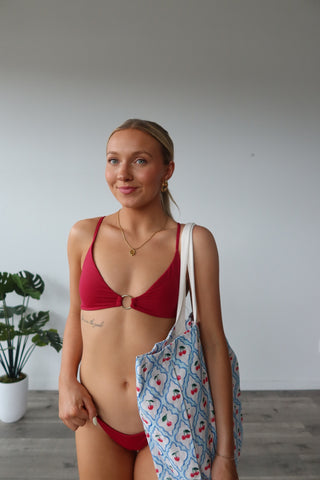 Burgundy Bikini Top With Gold Loop