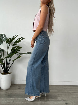 Hidden Nori Medium Dark Mid Rise Wide Leg