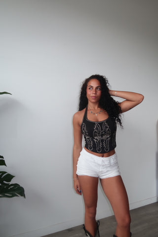 Black Western Halter Top