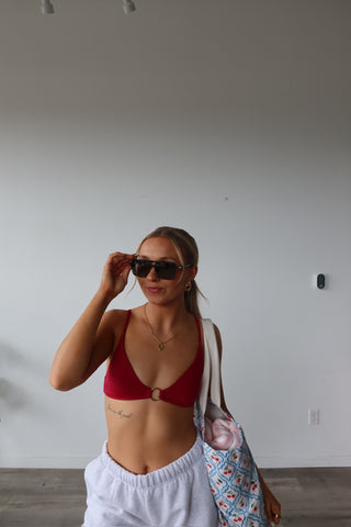 Burgundy Bikini Top With Gold Loop