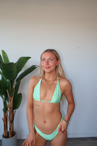 Kulani Kinis Trio Ring Triangle Bikini Top - Apple Blossom