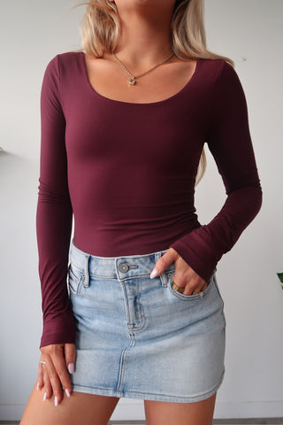 Plum Butter Soft Round Neck Long Sleeve Top