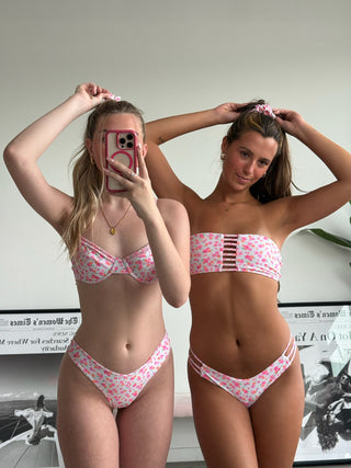 Kulani Kinis Double Ruffle Underwire Bikini Top - Flamingo Flora