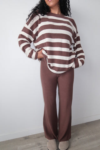 Knit Brown Wide Leg Pants