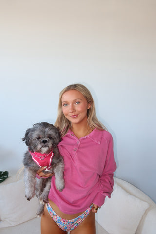 *PRE-ORDER* - Berry Love French Terry Henley Sweatshirt