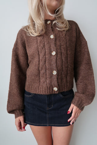 Brown Cable Knit Cardigan sweater