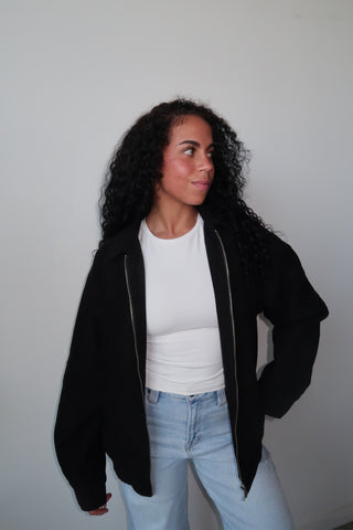 Black Oversized Suede Jacket