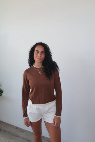 Chocolate O-Neck Pullover Sweater