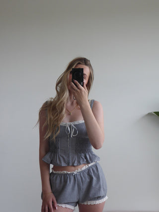 Black Gingham Tank Top