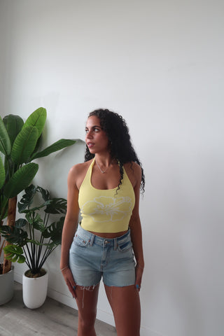 Kulani Kinis Knit Halter Tank Top - Sunny Honey
