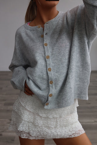 Heather Grey Button Down Cardigan