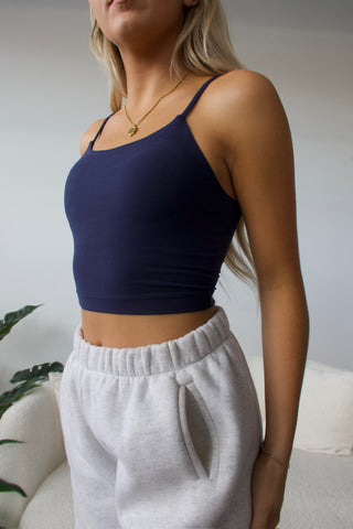 Navy Butter Soft Cropped Tank Top
