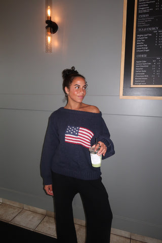 Off The Shoulder Flag Sweater