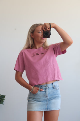 Pink Western Trio Cropped Tee Shirt