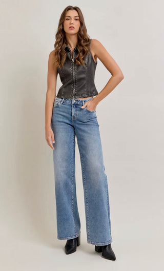 Hidden Nori Medium Dark Mid Rise Wide Leg