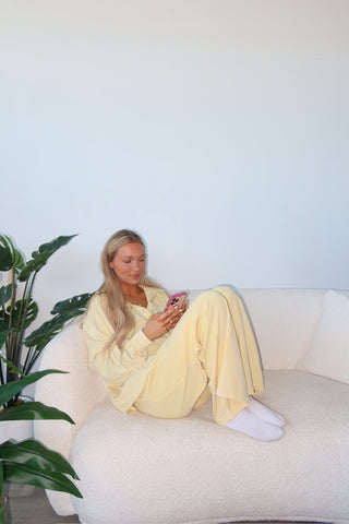 Yellow French Terry Wide Leg Sweatpants