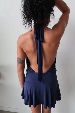 High Neck Navy Mini Dress