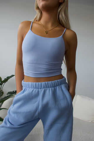 Pastel Blue Butter Soft Cropped Tank Top