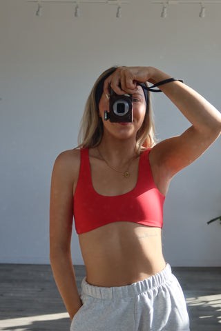 Red Studio Wavy Bra Top