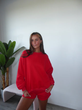 Cherry Red Staple Oversized Crewneck