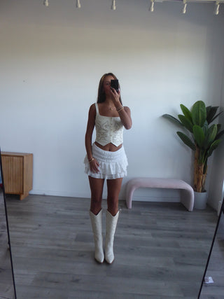 Cream Button Front Detail Western Top