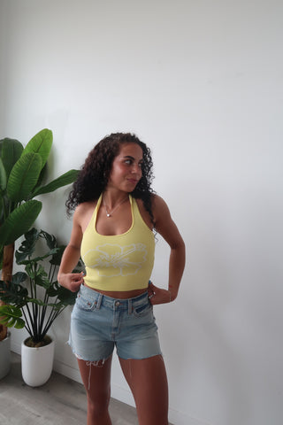 Kulani Kinis Knit Halter Tank Top - Sunny Honey