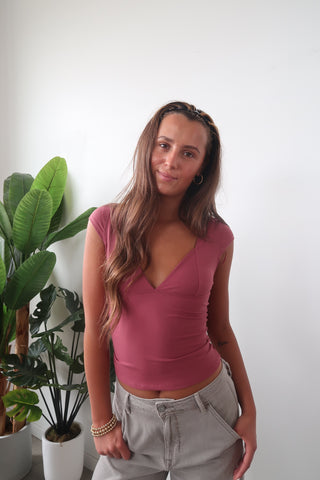 Mauve V-Neck T-Shirt