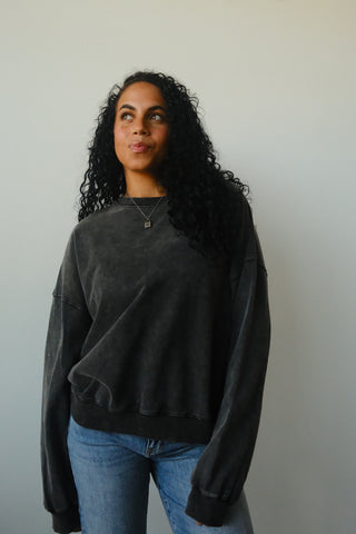 Washed Black Crewneck
