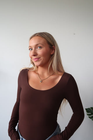 Espresso Butter Soft Round Neck Long Sleeve Top