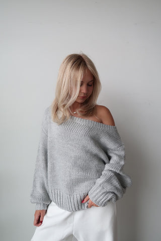 Grey Off the Shoulder Sweater