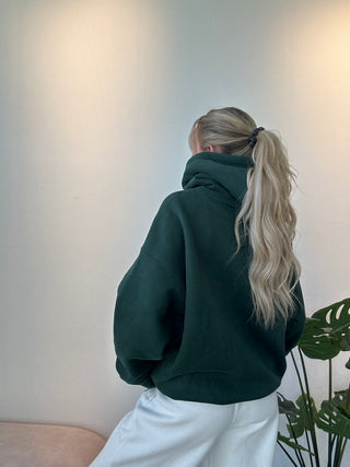 Dark Green Core Fleece Loose Fit Hoodie