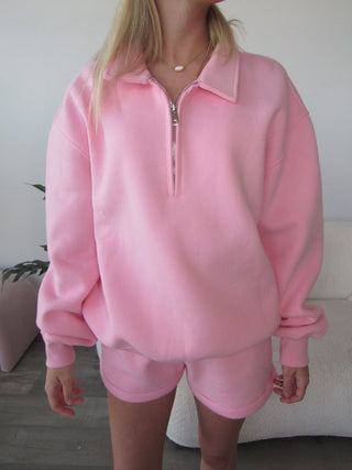 Blush Staple Oversized Quarter Zip