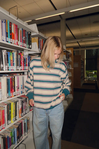 Oversized Retro Striped Crewneck