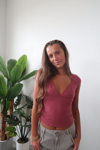 Mauve V-Neck T-Shirt