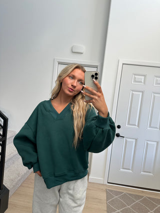 Oversized V-Neck Sweatshirt