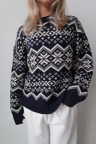 Snowflake Pattern Chunky Knit Sweater