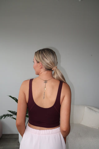 Burgundy V-Neck Butter Soft Tank Top