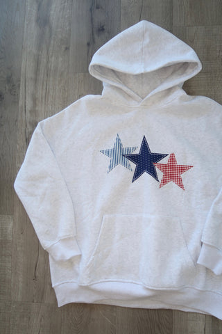 Red White & Blue 3 Star Embroider Hoodie