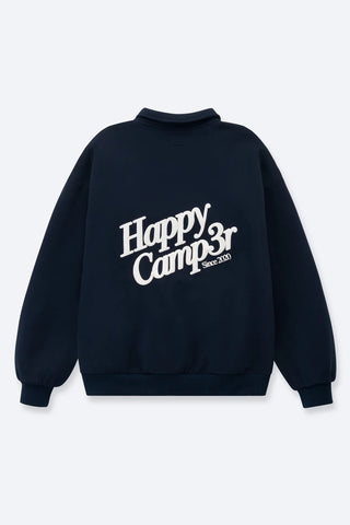 Navy Happy Camper Flag Quarter Zip Fleece