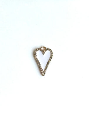 Gold & Rhinestone Border Heart Charm