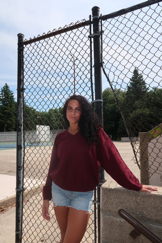 Burgundy Soft V-Neck Sweater