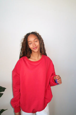 Dusty Red LA Patchwork Crewneck
