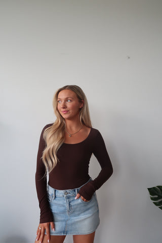 Espresso Butter Soft Round Neck Long Sleeve Top